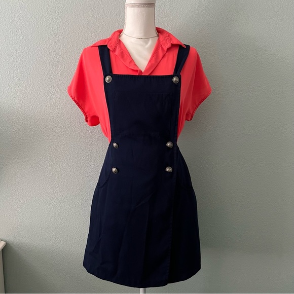 Vintage Dresses & Skirts - Vintage Pinafore Overall Dress Dark Academia Schoolgirl Preppy size S